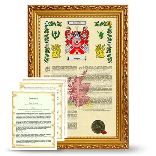 Neeper Framed Armorial History and Symbolism - Gold