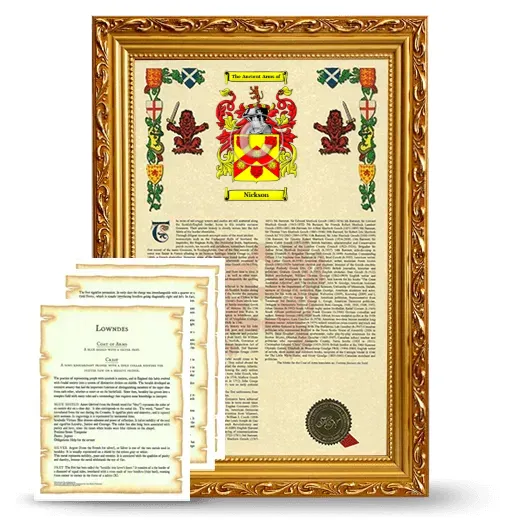 Nickson Framed Armorial History and Symbolism - Gold