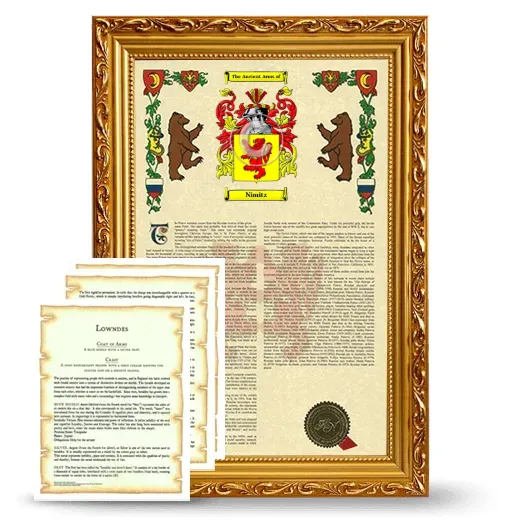 Nimitz Framed Armorial History and Symbolism - Gold