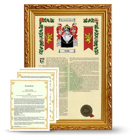 Nodds Framed Armorial History and Symbolism - Gold