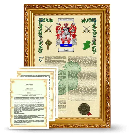 O neil Framed Armorial History and Symbolism - Gold