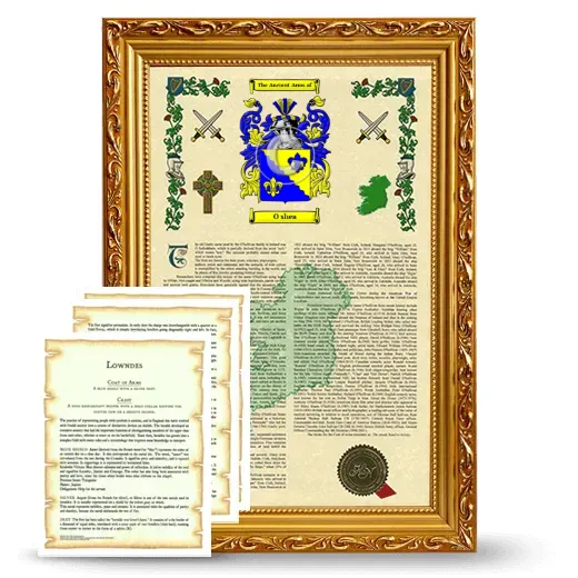 O shea Framed Armorial History and Symbolism - Gold