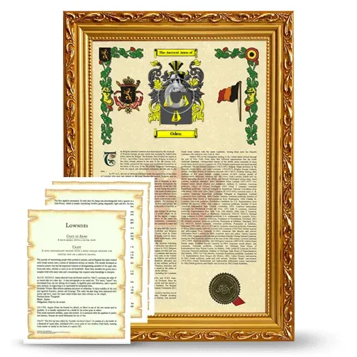 Oden Framed Armorial History and Symbolism - Gold