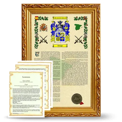 Ortego Framed Armorial History and Symbolism - Gold