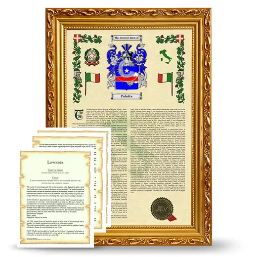 Palotta Framed Armorial History and Symbolism - Gold