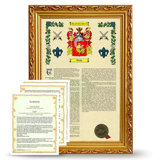 Paula Framed Armorial History and Symbolism - Gold