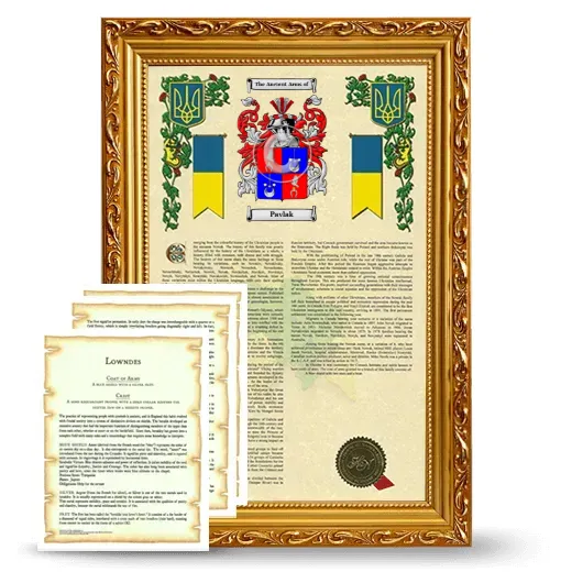 Pavlak Framed Armorial History and Symbolism - Gold