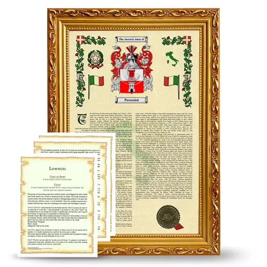 Pavonini Framed Armorial History and Symbolism - Gold