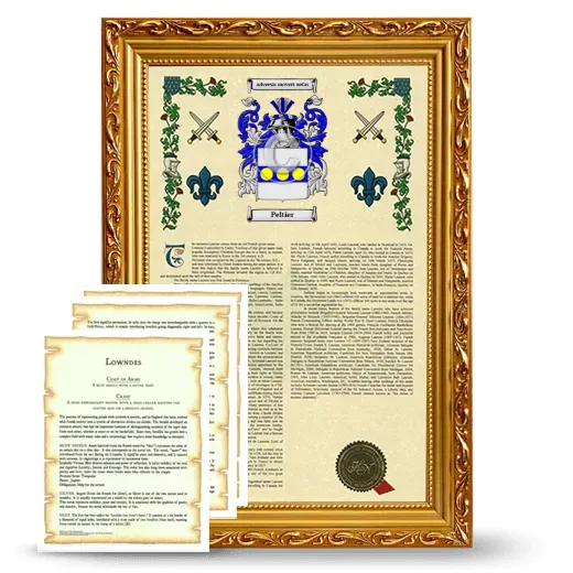 Peltier Framed Armorial History and Symbolism - Gold
