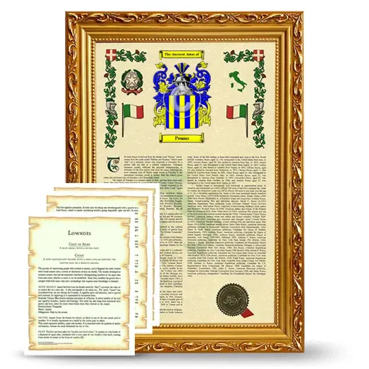 Penno Framed Armorial History and Symbolism - Gold