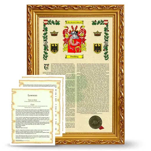 Pershing Framed Armorial History and Symbolism - Gold