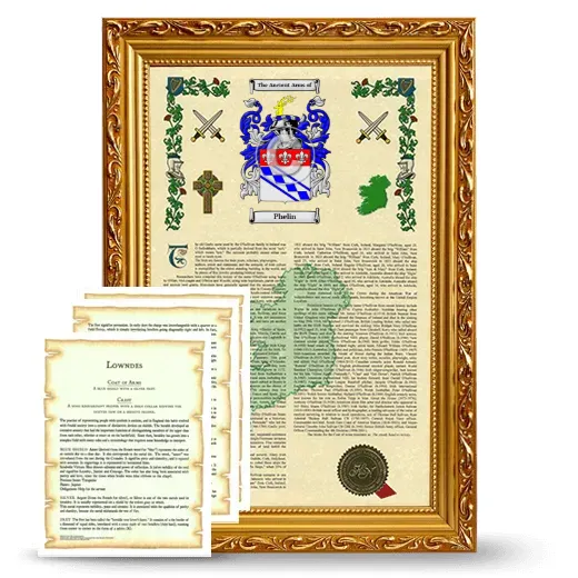 Phelin Framed Armorial History and Symbolism - Gold
