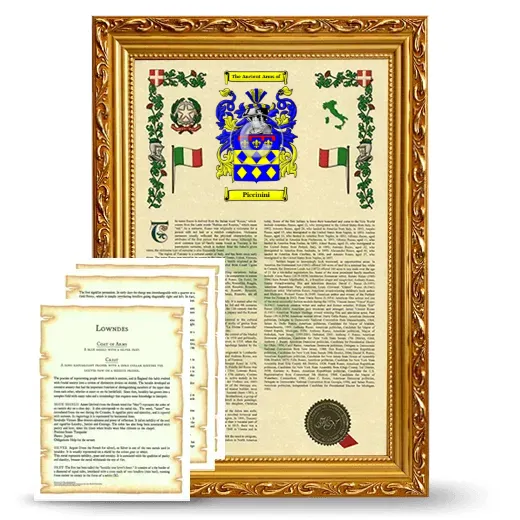 Piccinini Framed Armorial History and Symbolism - Gold