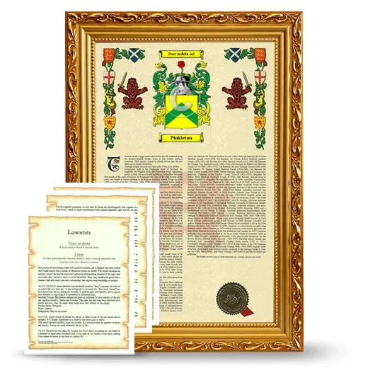 Pinkleton Framed Armorial History and Symbolism - Gold