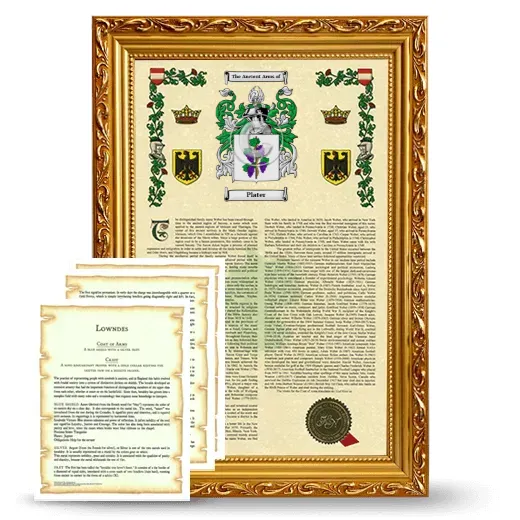 Plater Framed Armorial History and Symbolism - Gold