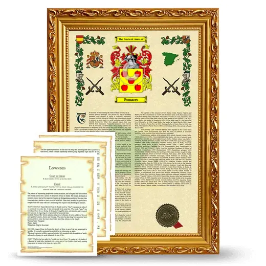 Pomares Framed Armorial History and Symbolism - Gold