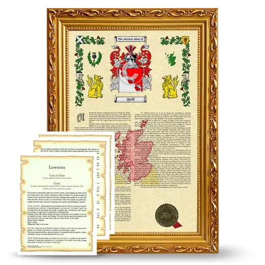 Quill Framed Armorial History and Symbolism - Gold