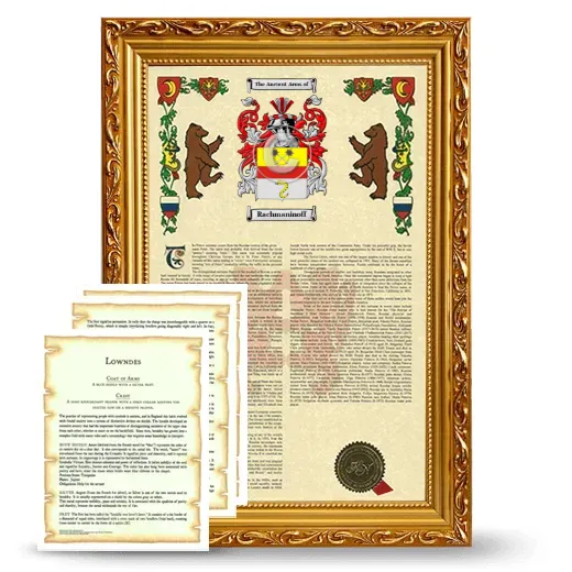 Rachmaninoff Framed Armorial History and Symbolism - Gold