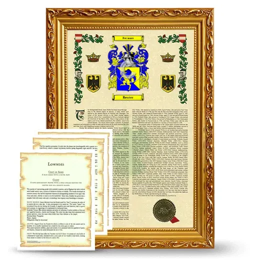 Reuter Framed Armorial History and Symbolism - Gold