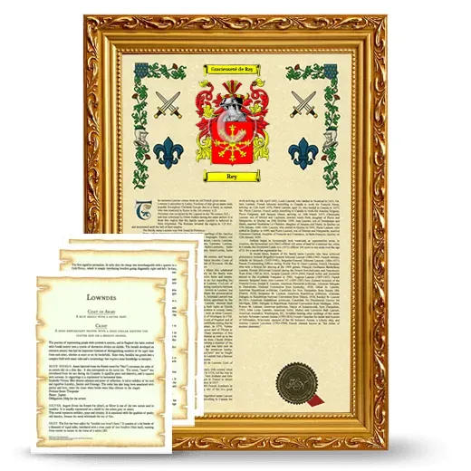 Rey Framed Armorial History and Symbolism - Gold