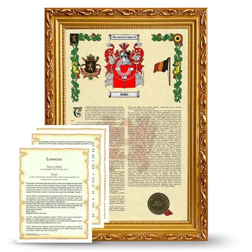 Ridal Framed Armorial History and Symbolism - Gold