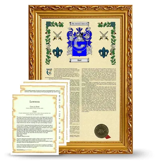 Riel Framed Armorial History and Symbolism - Gold