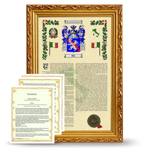 Rita Framed Armorial History and Symbolism - Gold