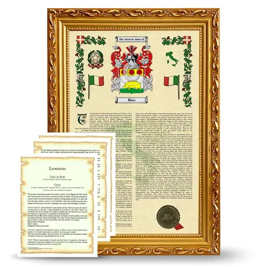 Rizo Framed Armorial History and Symbolism - Gold