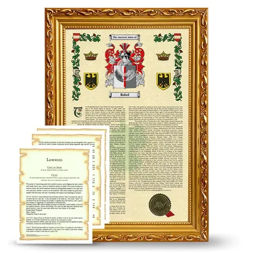 Robel Framed Armorial History and Symbolism - Gold
