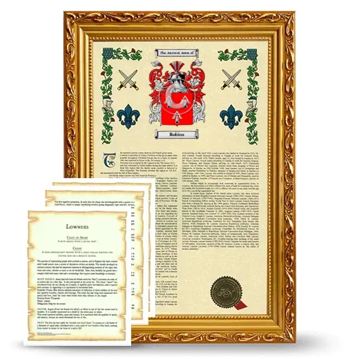 Robins Framed Armorial History and Symbolism - Gold