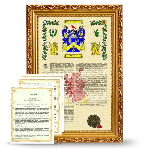 Robins Framed Armorial History and Symbolism - Gold