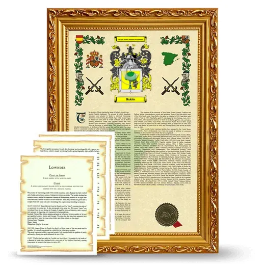 Roble Framed Armorial History and Symbolism - Gold