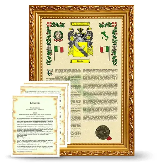 Rocha Framed Armorial History and Symbolism - Gold