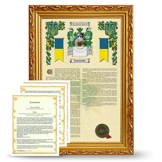 Romanenko Framed Armorial History and Symbolism - Gold