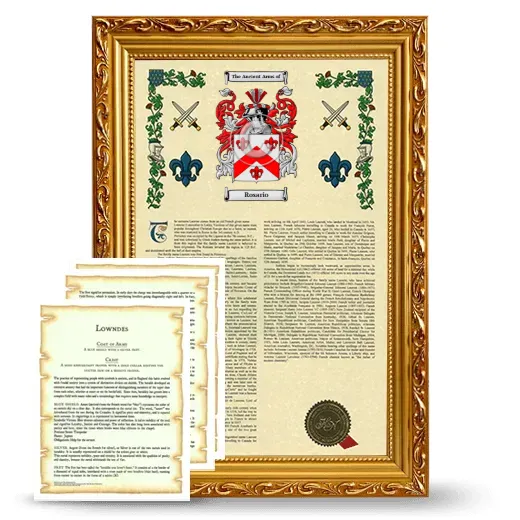 Rosario Framed Armorial History and Symbolism - Gold
