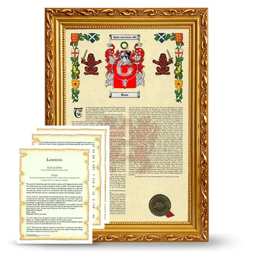Ross Framed Armorial History and Symbolism - Gold