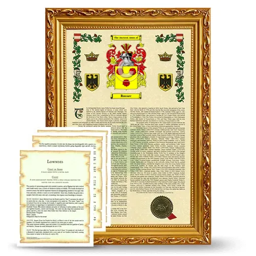 Rouser Framed Armorial History and Symbolism - Gold