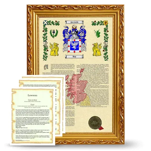 Roy Framed Armorial History and Symbolism - Gold