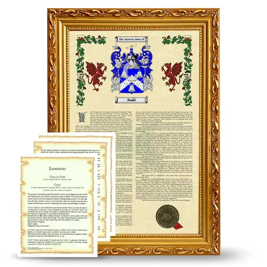 Rudd Framed Armorial History and Symbolism - Gold