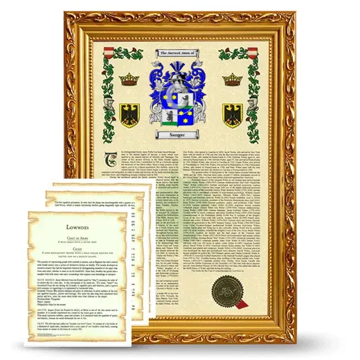 Sanger Framed Armorial History and Symbolism - Gold