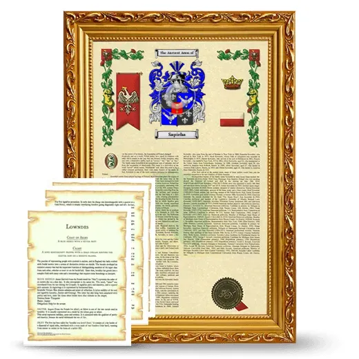 Sapieha Framed Armorial History and Symbolism - Gold