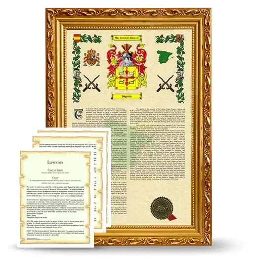 Seguis Framed Armorial History and Symbolism - Gold