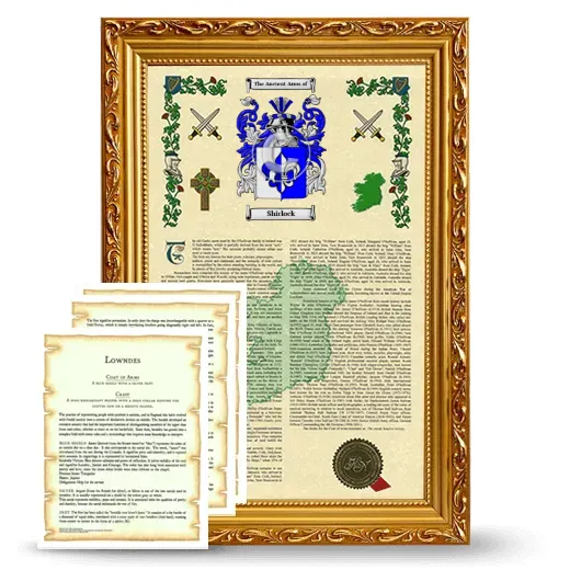 Shirlock Framed Armorial History and Symbolism - Gold
