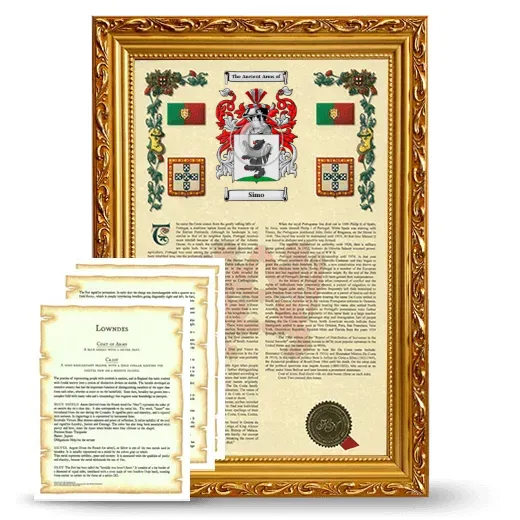 Simo Framed Armorial History and Symbolism - Gold