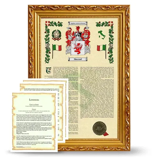 Simonel Framed Armorial History and Symbolism - Gold