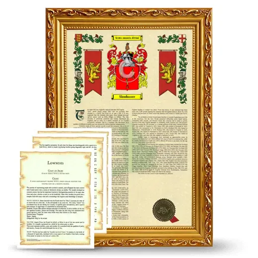 Skudmore Framed Armorial History and Symbolism - Gold