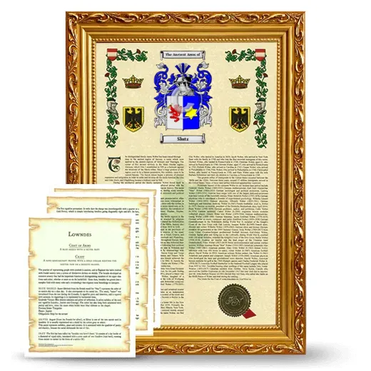 Slutz Framed Armorial History and Symbolism - Gold
