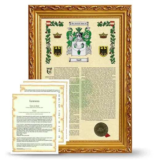 Snell Framed Armorial History and Symbolism - Gold