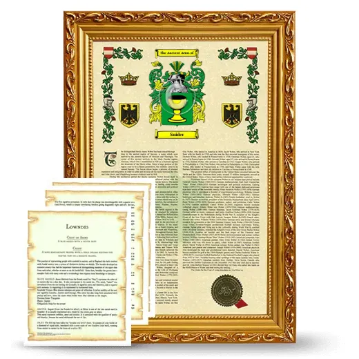 Snider Framed Armorial History and Symbolism - Gold