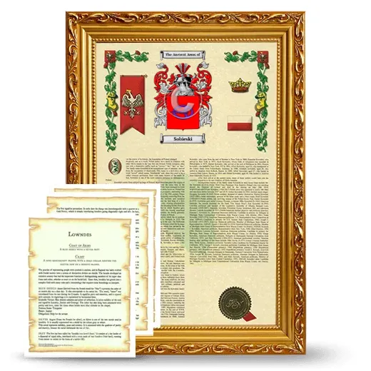 Sobieski Framed Armorial History and Symbolism - Gold